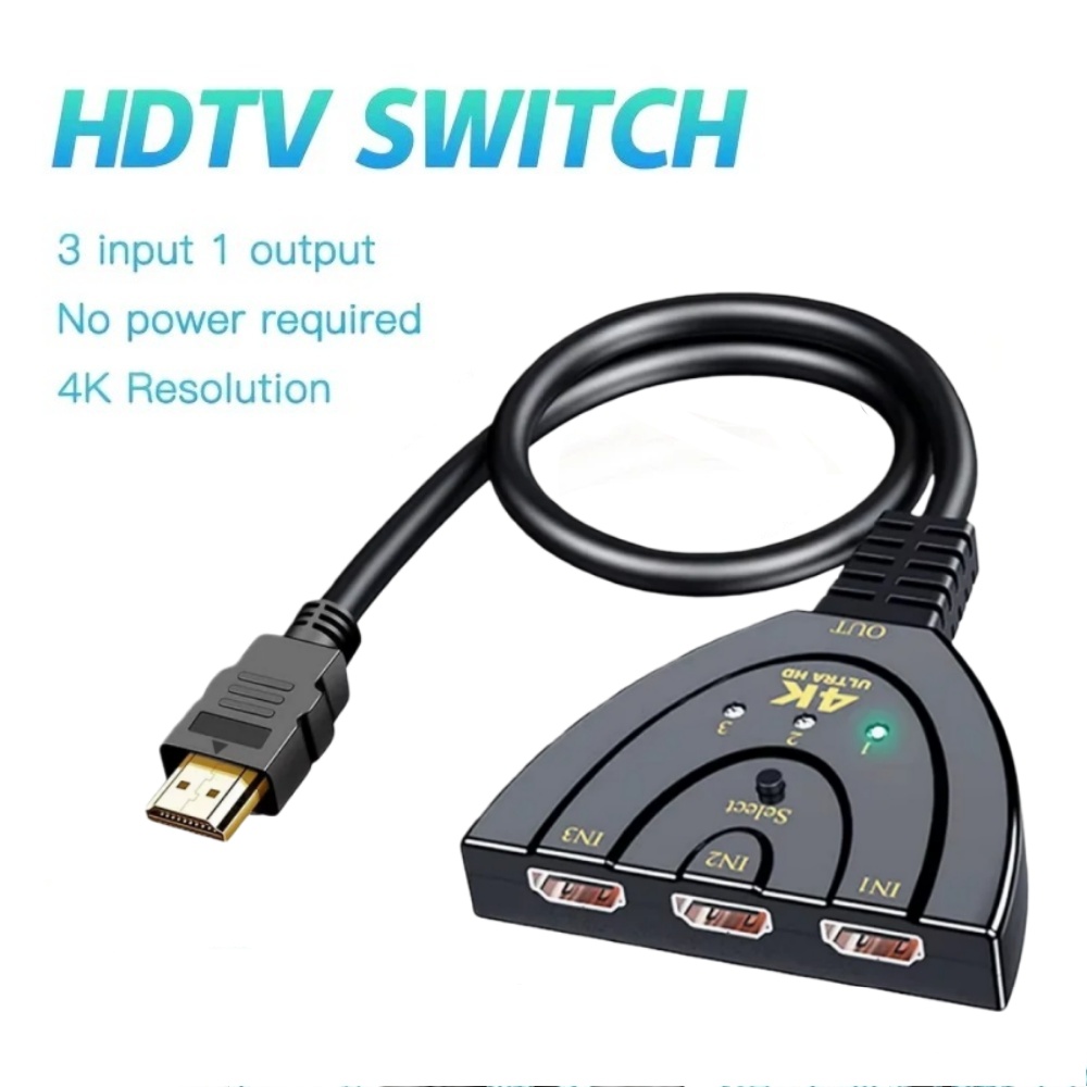 Audio Music Splitter - 3 in 1 Out Video Splitter