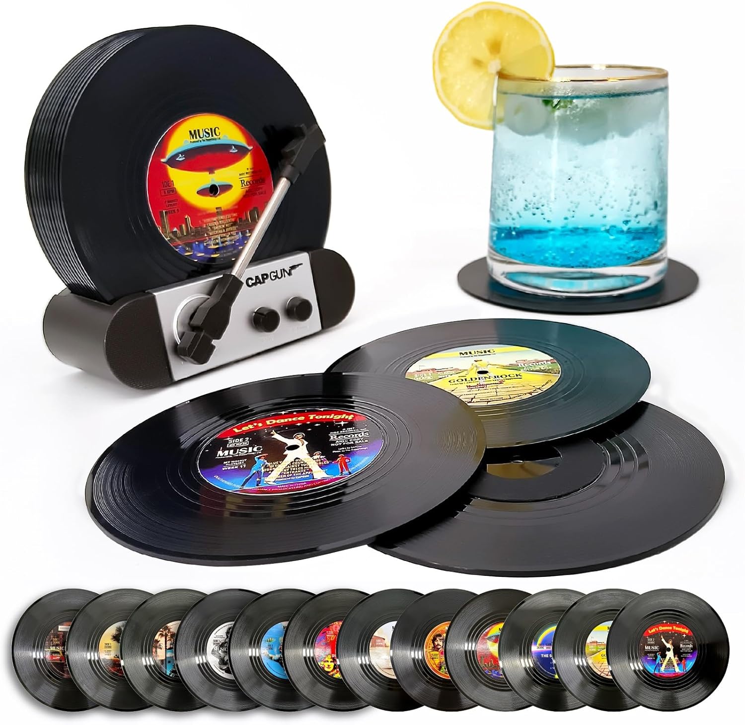 Audio Music Recording - Retro Vinyl Record Coasters Set of