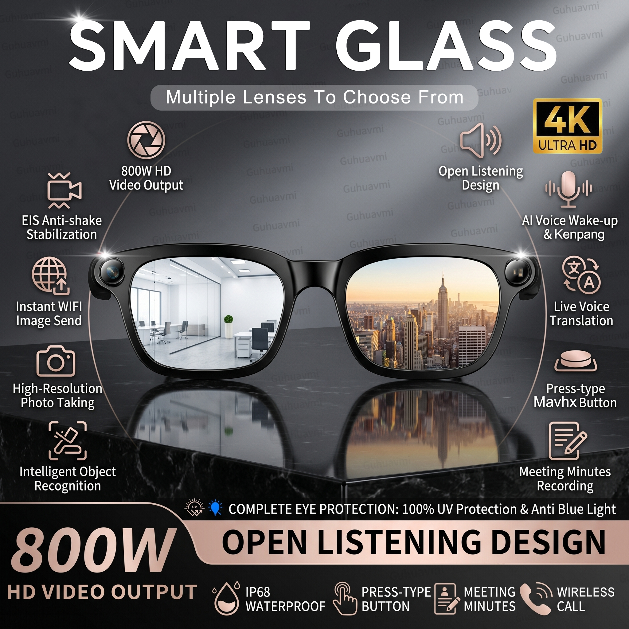 New Smart AI Glasses with 800W – Audio Music To Video Ai Bewertung und Preis