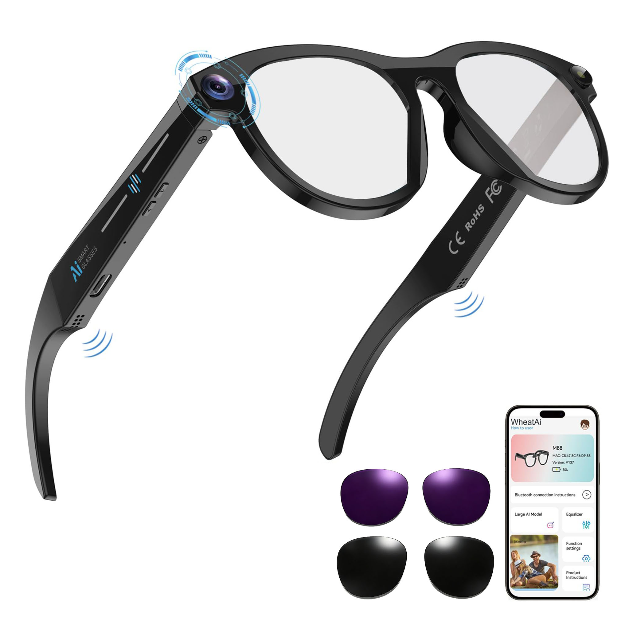 Black Smart Ai Glasses for Men – Audio Music To Video Ai Bewertung und Preis